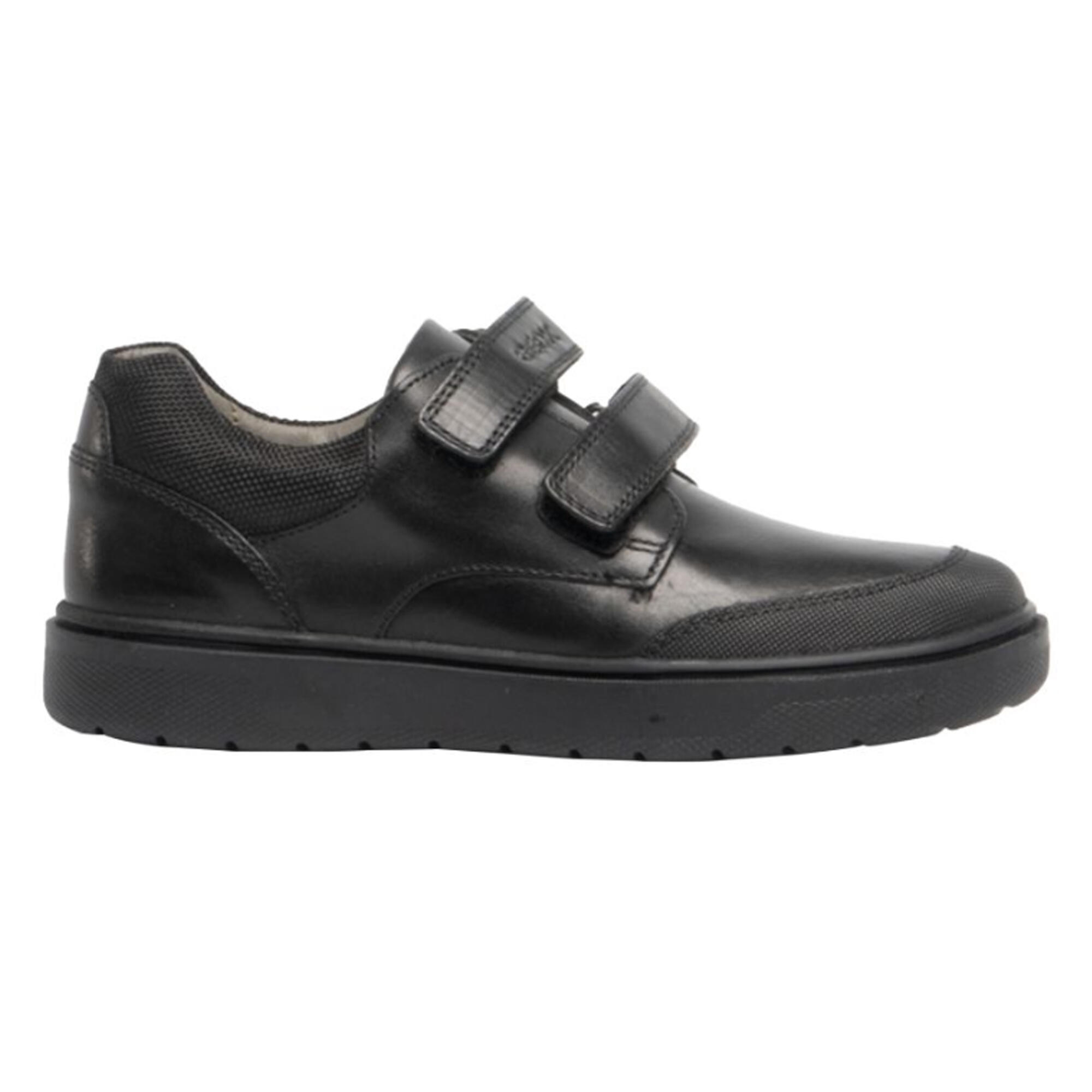 Boys Leather Riddock Touch Fastening Shoe (Black) 3/4