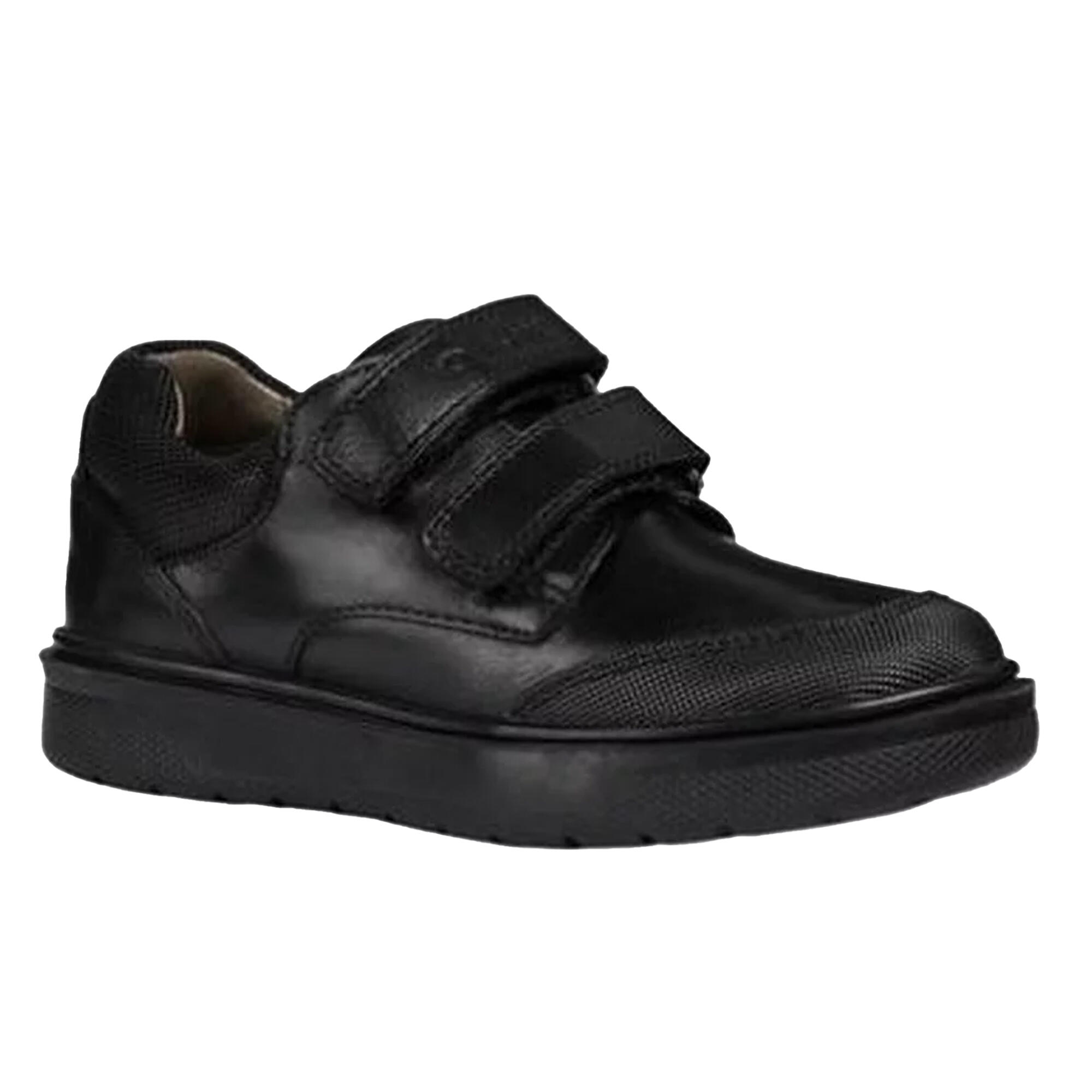 Boys Leather Riddock Touch Fastening Shoe (Black) 1/4