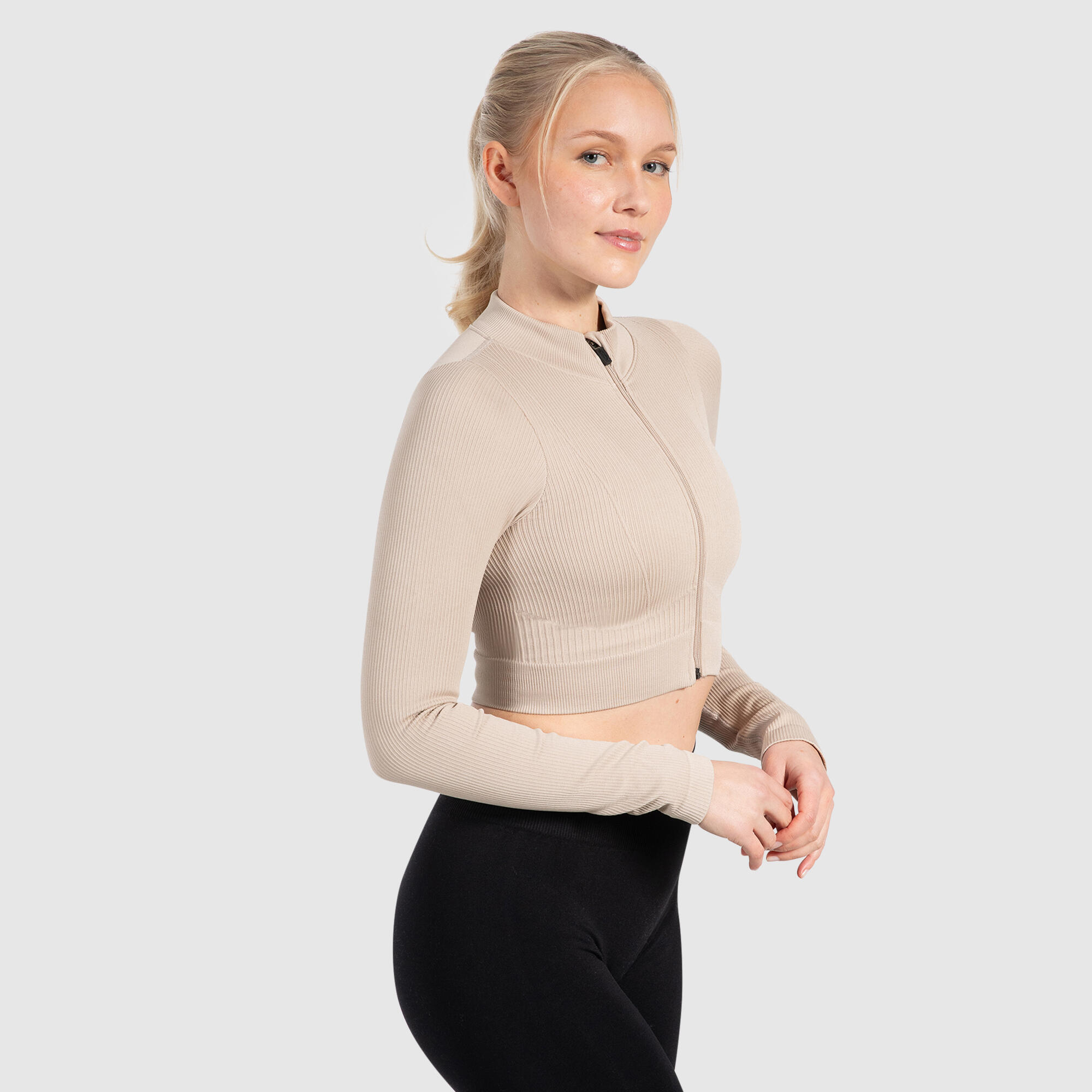 Damen Trainingsjacke Kompressionsjacke Zeya Beige 2/6