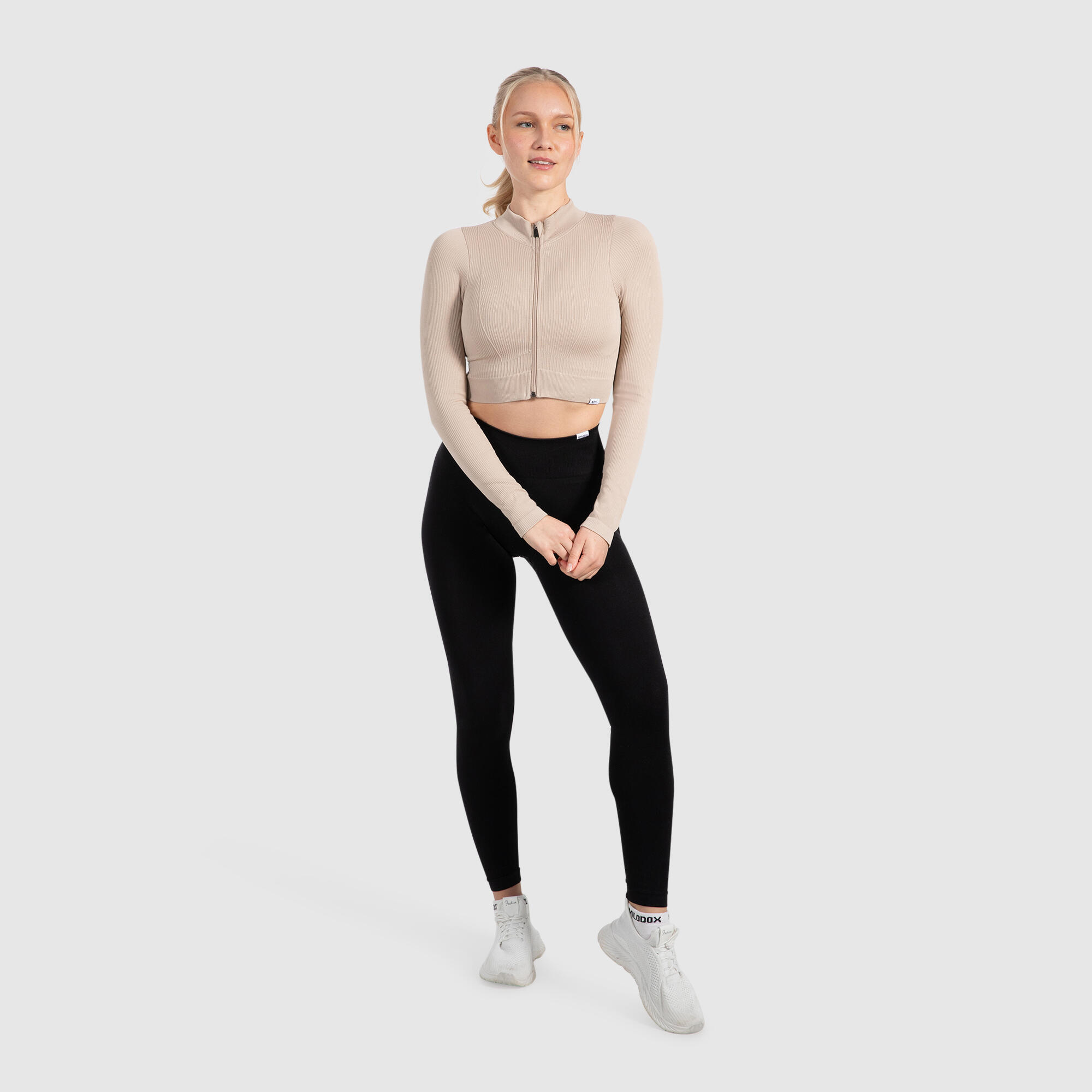 Damen Trainingsjacke Kompressionsjacke Zeya Beige 3/6