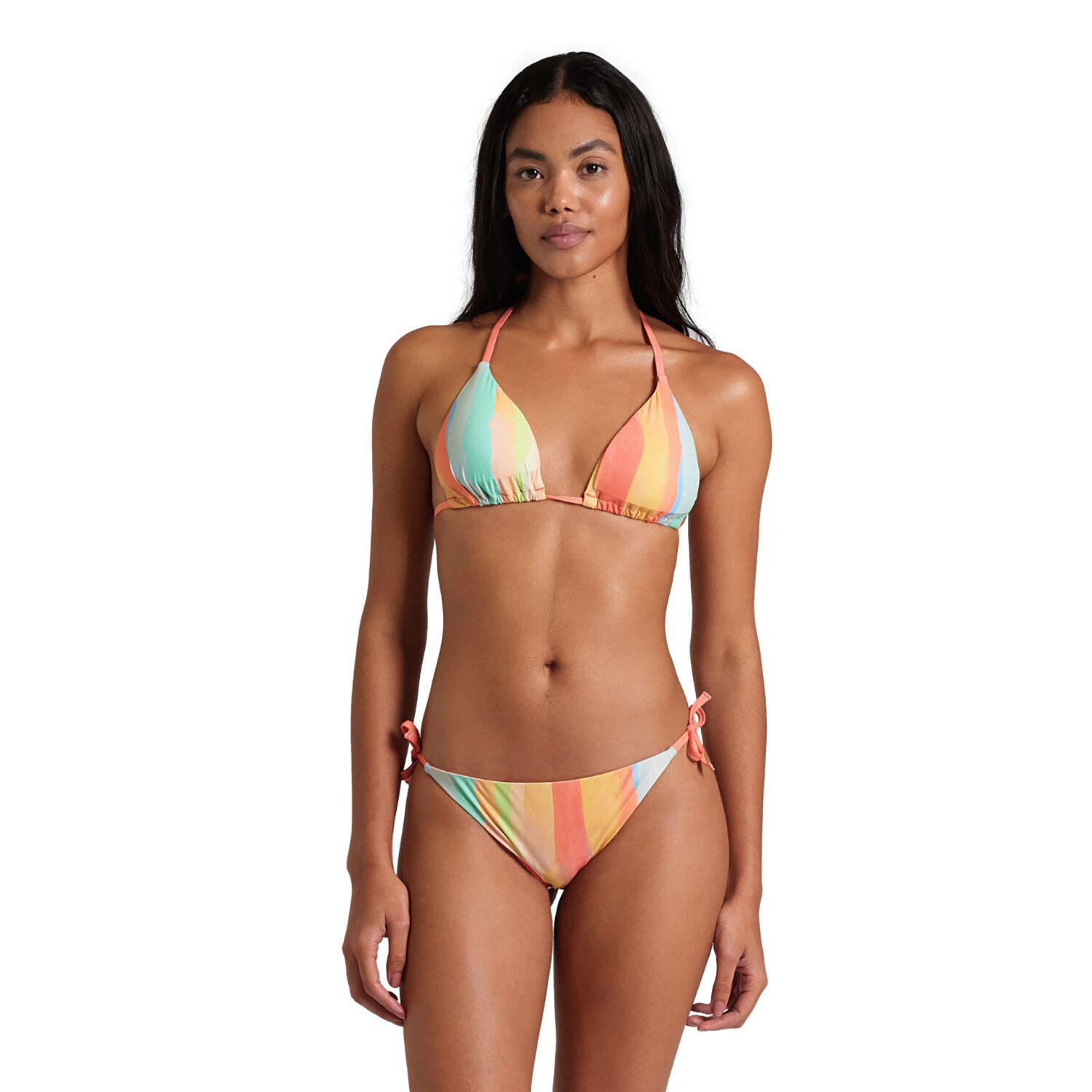 Arena - Maillot De Bain Deux-pièces Femme - Water Print String Bikini Triangle - Maillot De Bain 2 Pièces - Orange - 36 Xs - Decathlon
