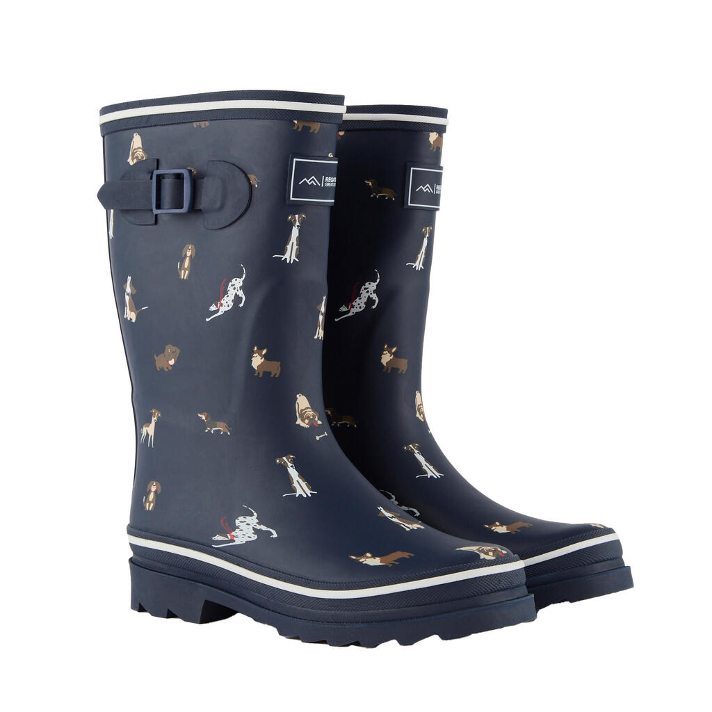 Womens/Ladies Amelia Dogs Wellington Boots (Navy)