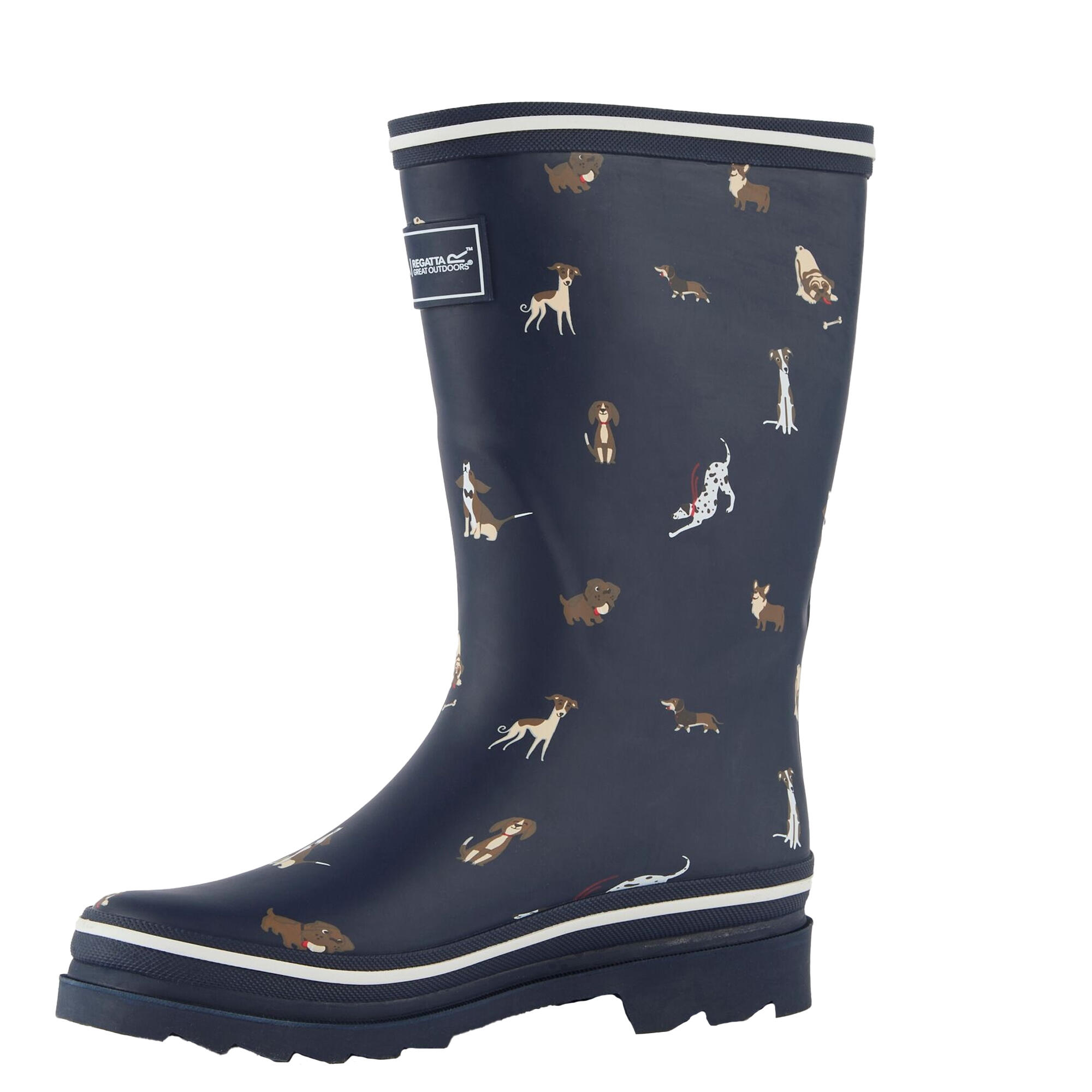 Womens/Ladies Amelia Dogs Wellington Boots (Navy) 2/5