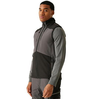 Heren 3laags softshell bodywarmer (leisteengrijs/zwart)