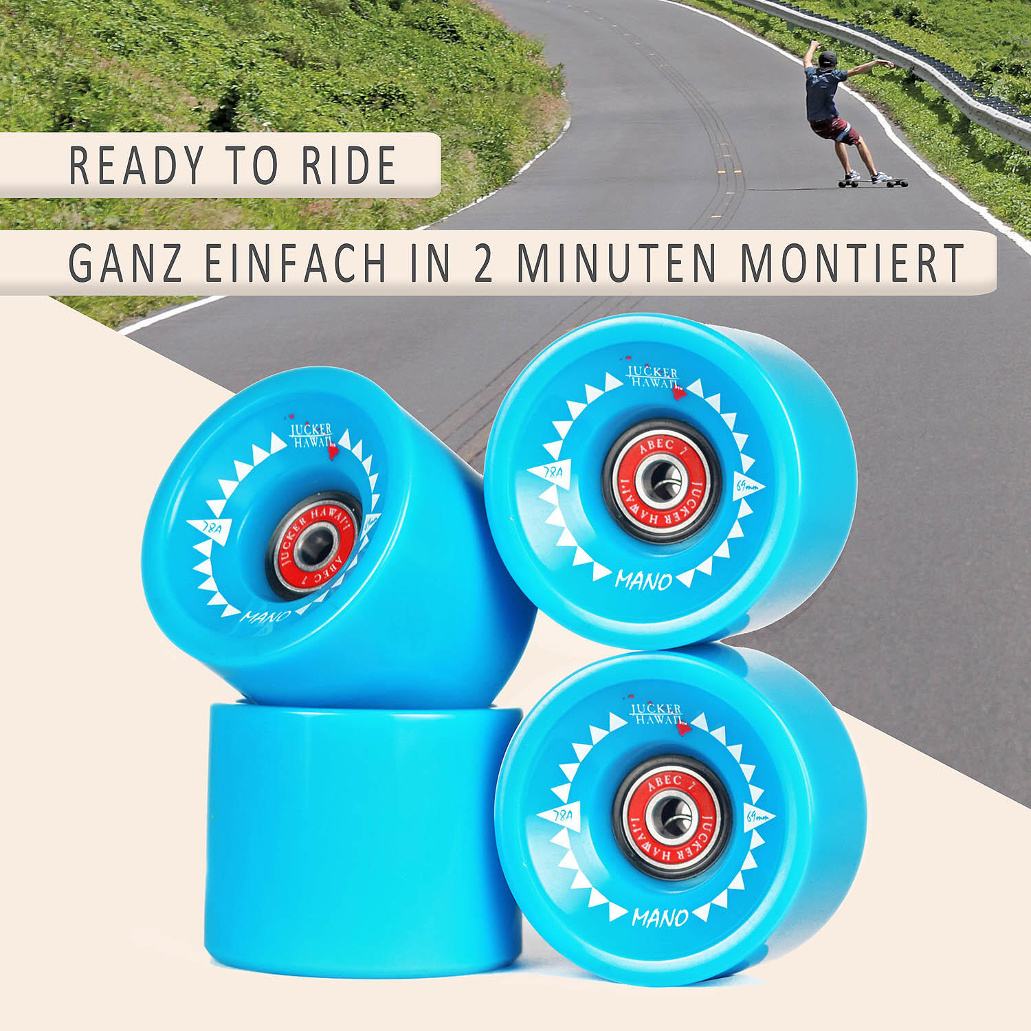 Longboard Rollen MANO (69 mm)  - Mit Kugellagern 2/7