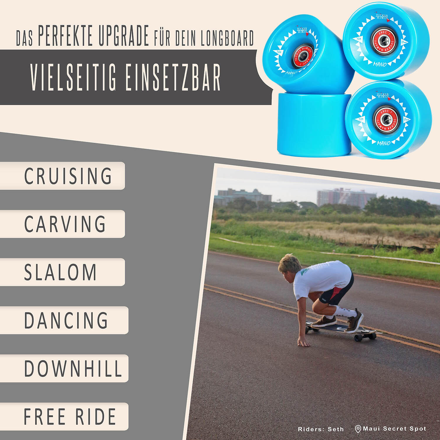 Longboard Rollen MANO (69 mm)  - Mit Kugellagern 4/7