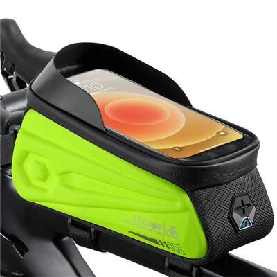 Waterdichte fietstas met touchscreen voor 7.0 inch telefoon - groen zwart