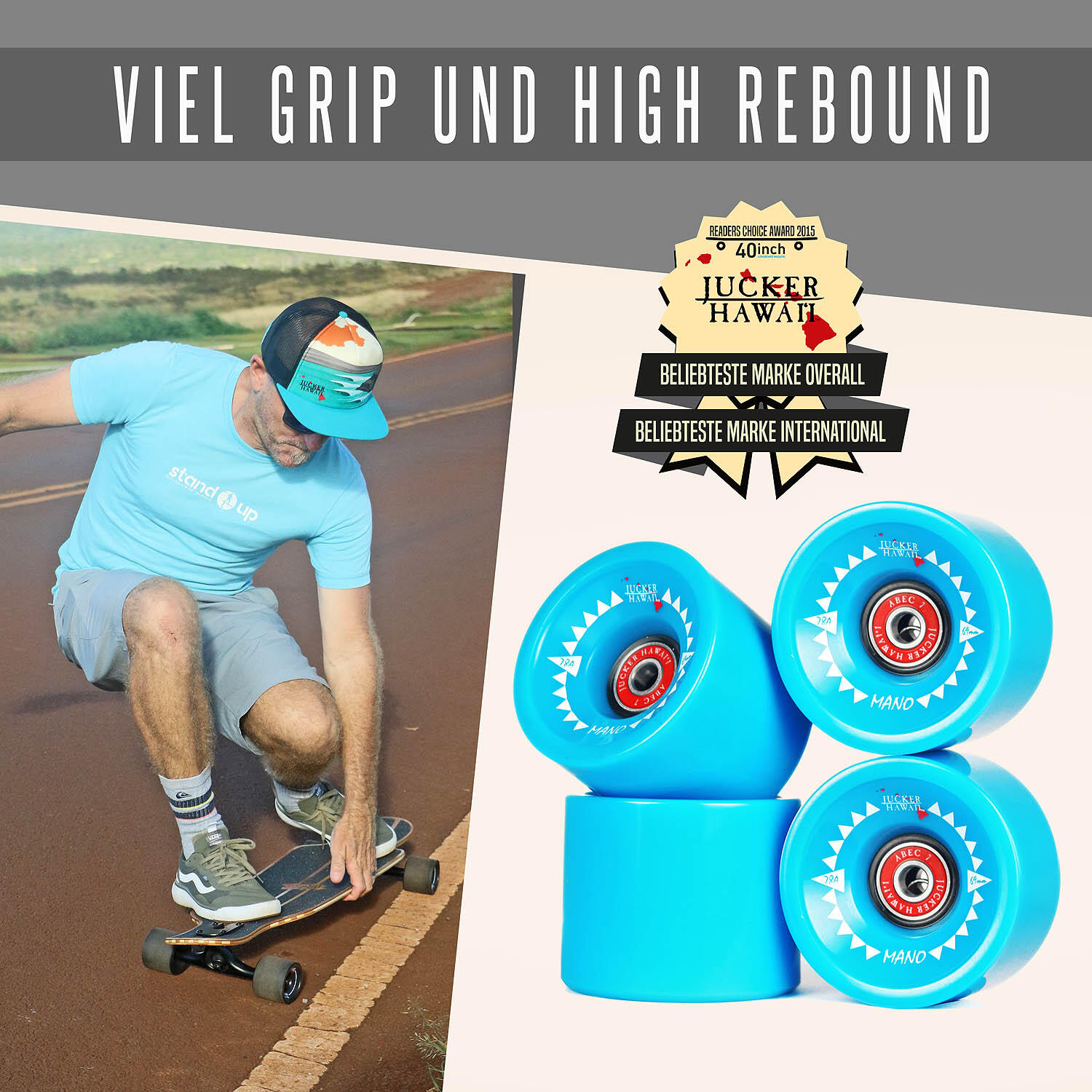 Longboard Rollen MANO (69 mm)  - Mit Kugellagern 3/7
