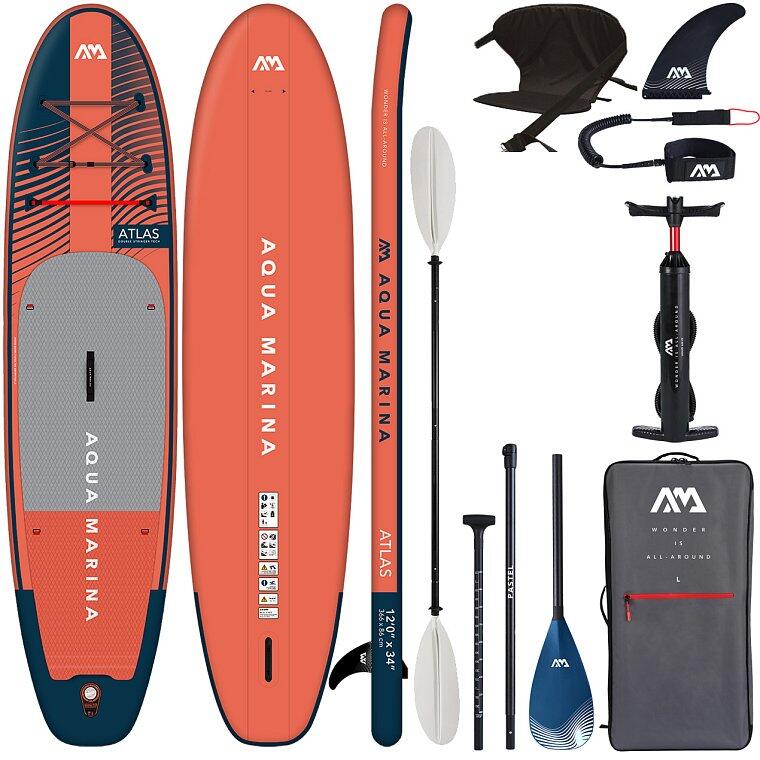 Deska SUP allround ADULT AQUA MARINA ATLAS 12'0" 2023 z zestawem kajakowym