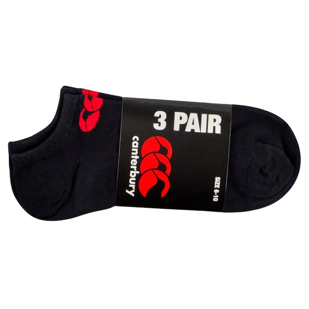 Unisex Adult Liner Socks (Pack of 3) (Black/Red) 2/3