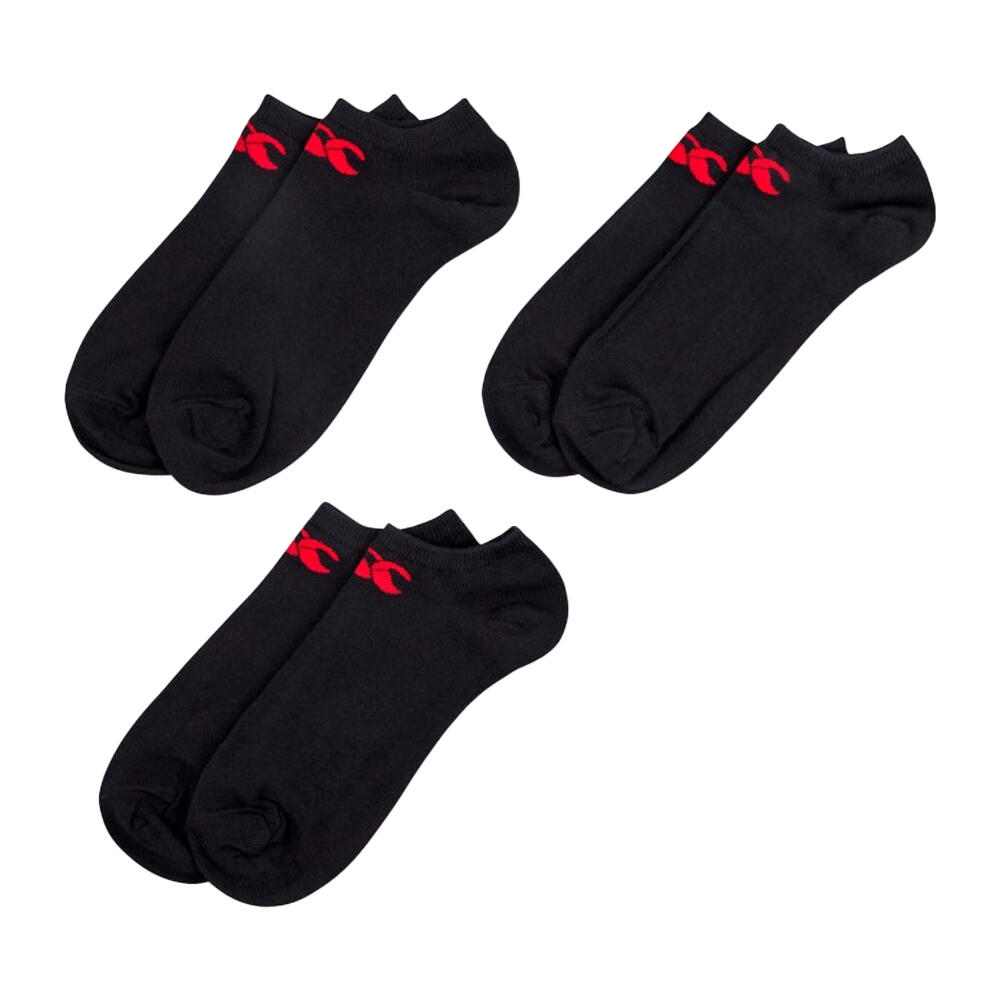 CANTERBURY Unisex Adult Liner Socks (Pack of 3) (Black/Red)
