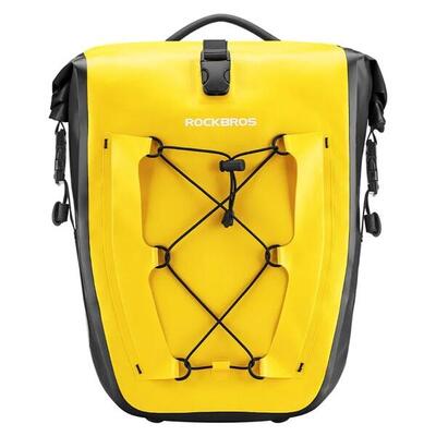 Wasserdichte, faltbare Fahrradtasche für den Gepäckträger - Gelb