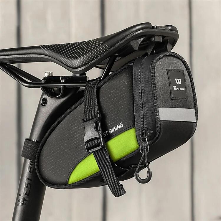 1,2L waterdichte fietszadeltas voor buiten - Zwart + Groen 4/7