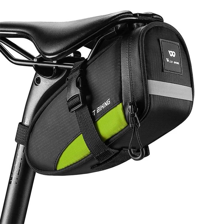 WEST BIKING Borsa da sella per bici da esterno impermeabile da 1,2 l - Nero+verde