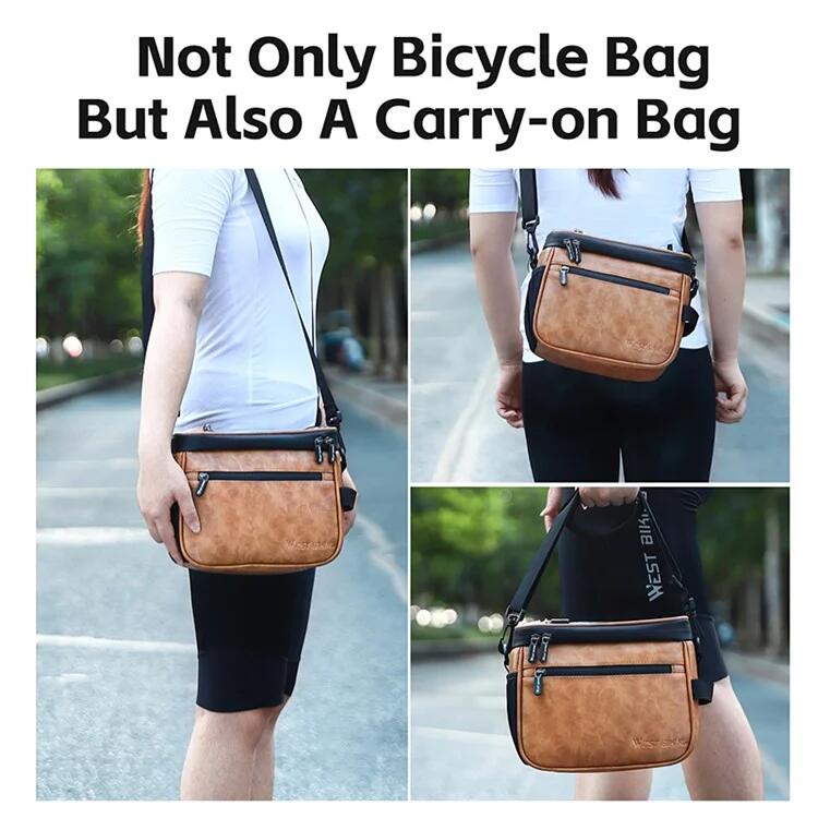 Bolsa térmica de cuero para manillar de bicicleta, soporte para teléfono 6/7