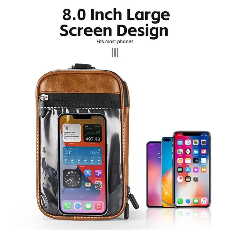 Bolsa térmica de cuero para manillar de bicicleta, soporte para teléfono 7/7