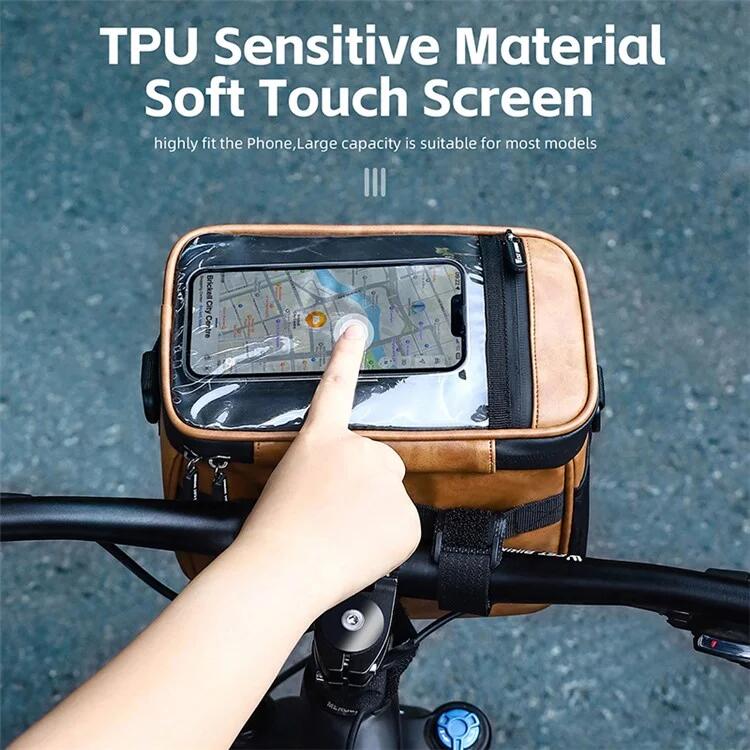 Bolsa térmica de cuero para manillar de bicicleta, soporte para teléfono 5/7
