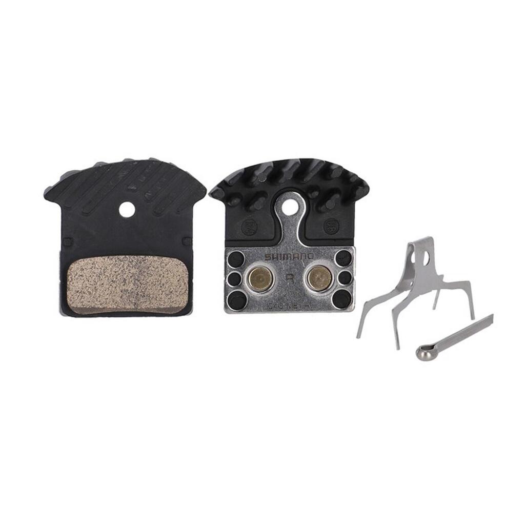 Metal bicycle brake pads with fin and spring with cotter pin Shimano J04C-MF (x2