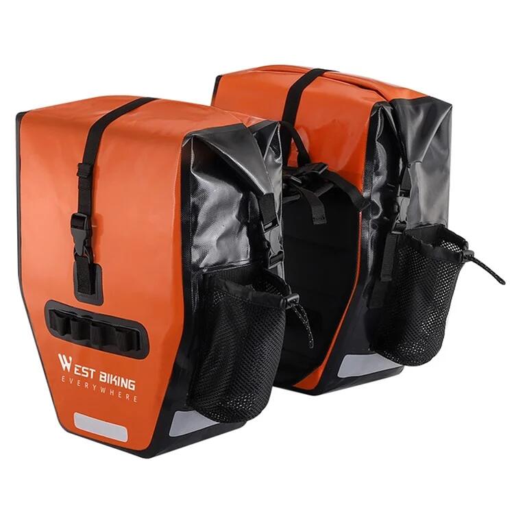 West Biking - Sacoche De Porte-bagages Arrière De Vélo En Tissu Étanche 1000d  - Noir / Orange - Sacoche Vélo - Orange - Decathlon