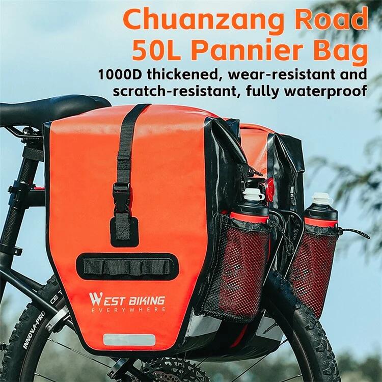 Сумка велосипедная на багажник West Biking водонепроницаемая 25 л на сторону — фото 2