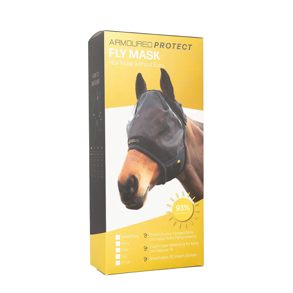 Armoured Protect Fly Mask Without Ears (Black) 2/2