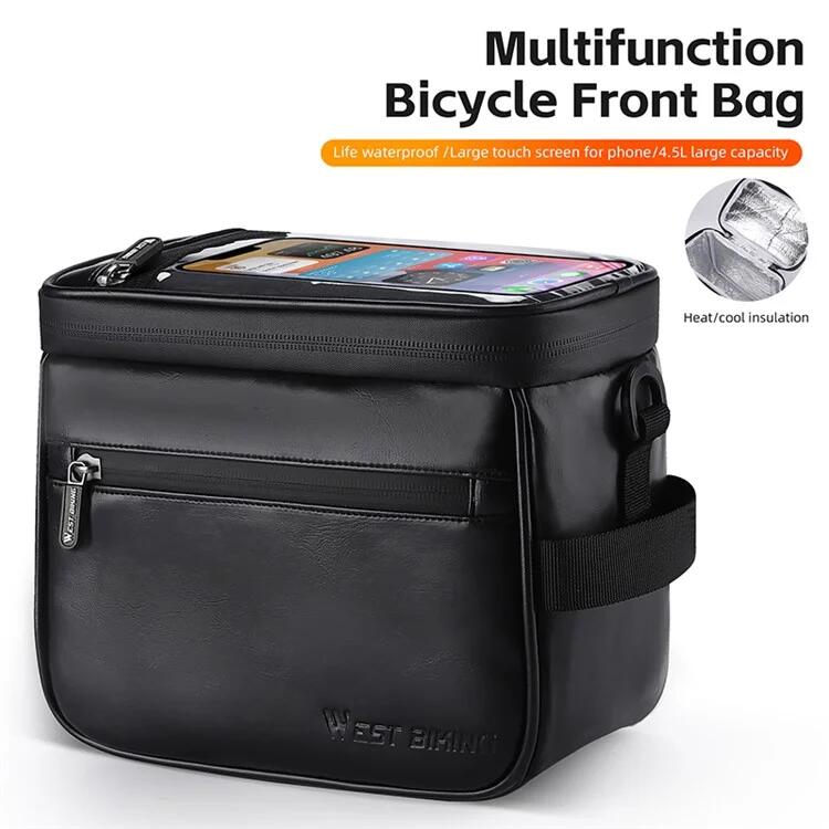 Sacoche de guidon de vélo en cuir thermique, support de téléphone 2/2