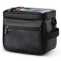 Sacoche de guidon de vélo en cuir thermique, support de téléphone