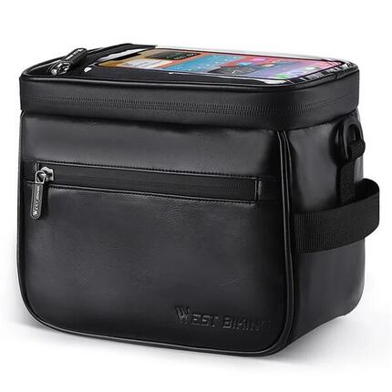 Sacoche de guidon de vélo en cuir thermique, support de téléphone