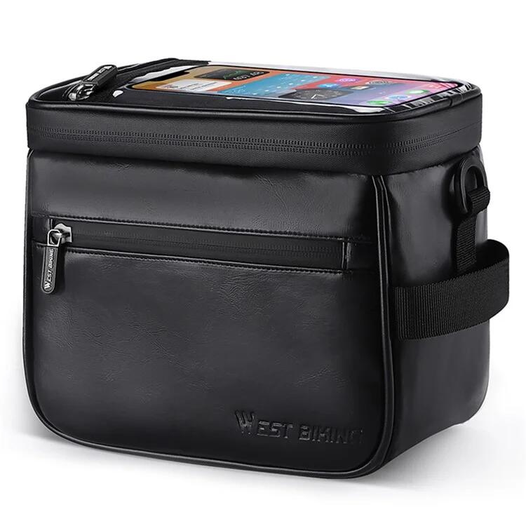 WEST BIKING Kožená brašna na řídítka s držákem na telefon