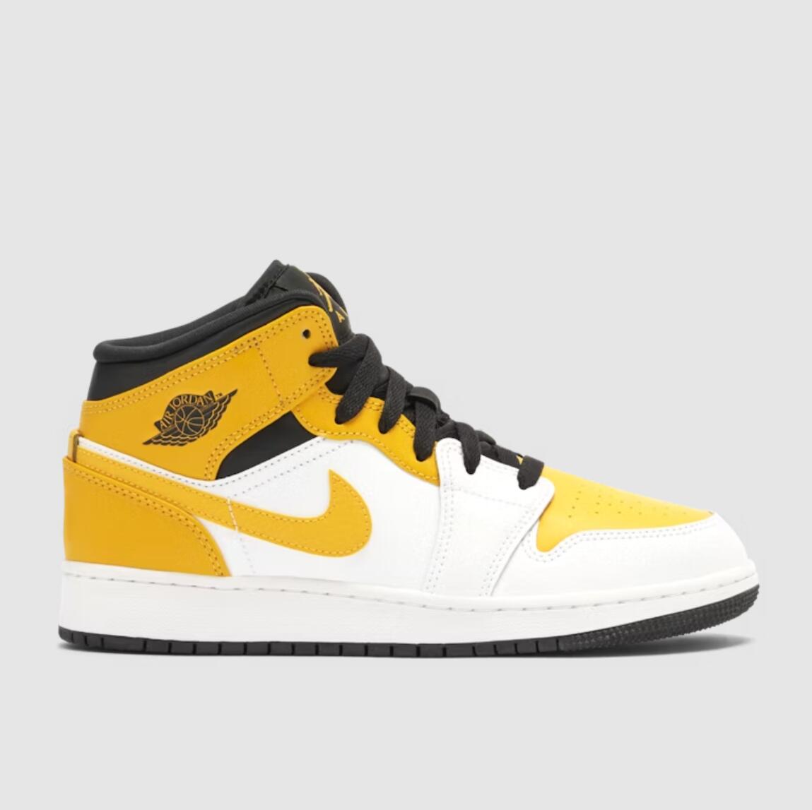 NIKE Nike Air Jordan 1 Mid White University Gold Black GS Sneaker - Größe EUR 40
