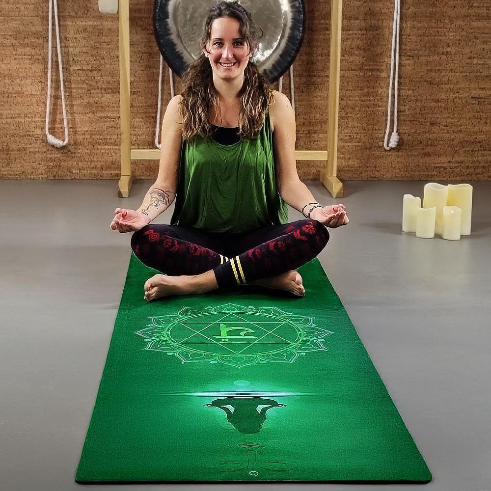 Natuurlijke rubber & microvezel yoga mat 5mmx68cmx1,83m - Hart chakra 5/6