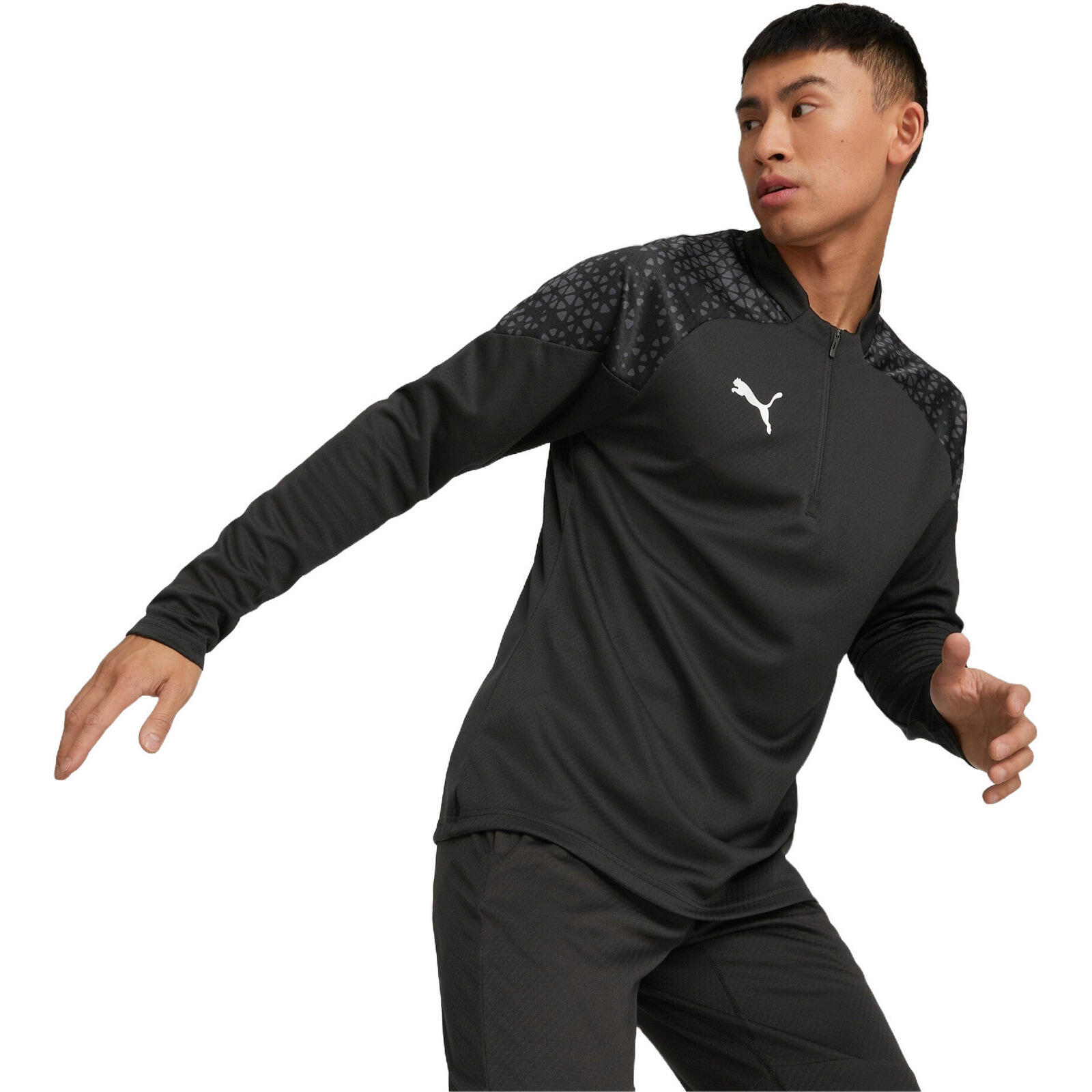 PUMA Blusa Puma Teamcup 14 Zip Sweatshirt, Negro, Hombre