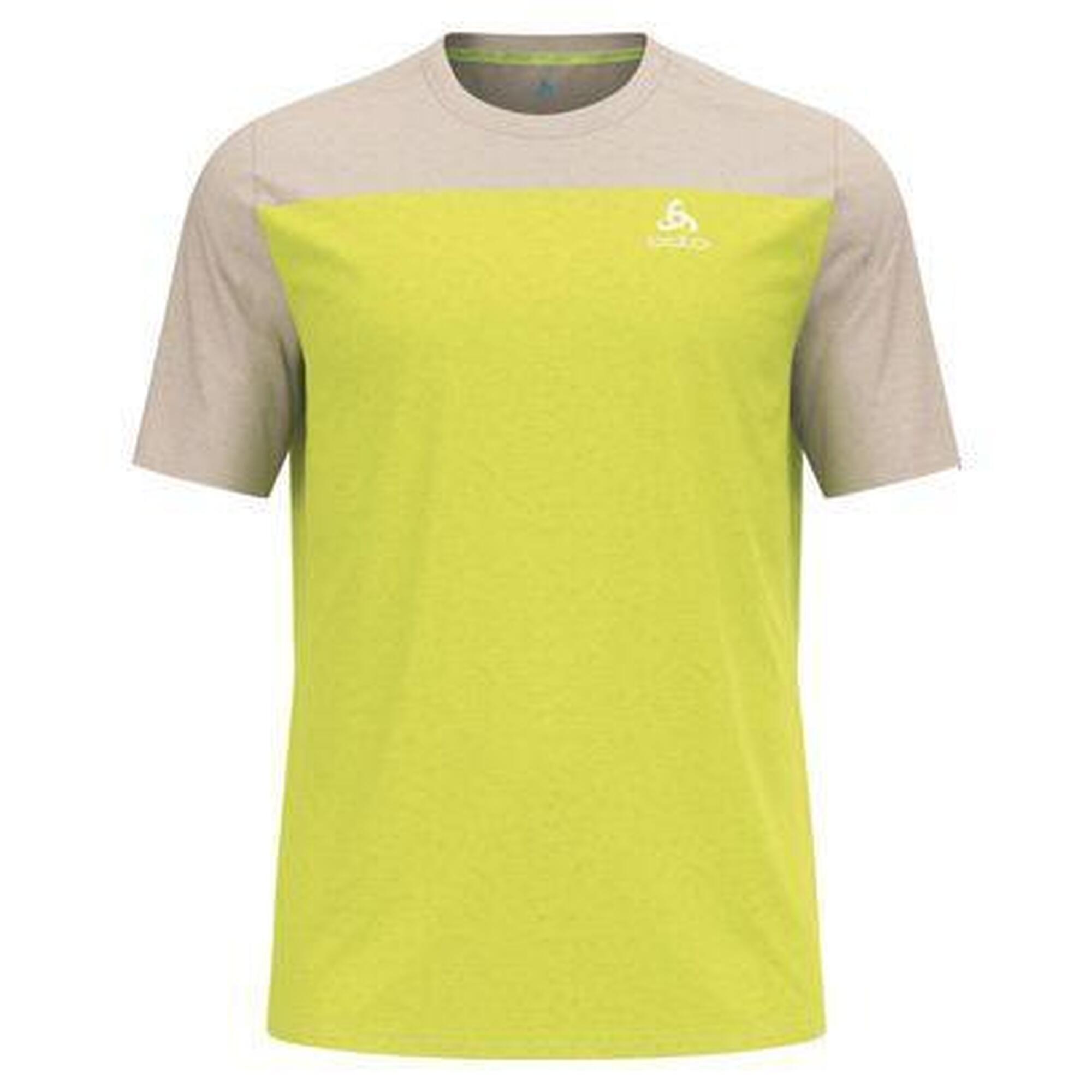 Odlo - T-shirt Vtt Odlo X-alp Linencool Beige/vert - Maillot Manches Courtes - Beige|vert - 40 M - Decathlon