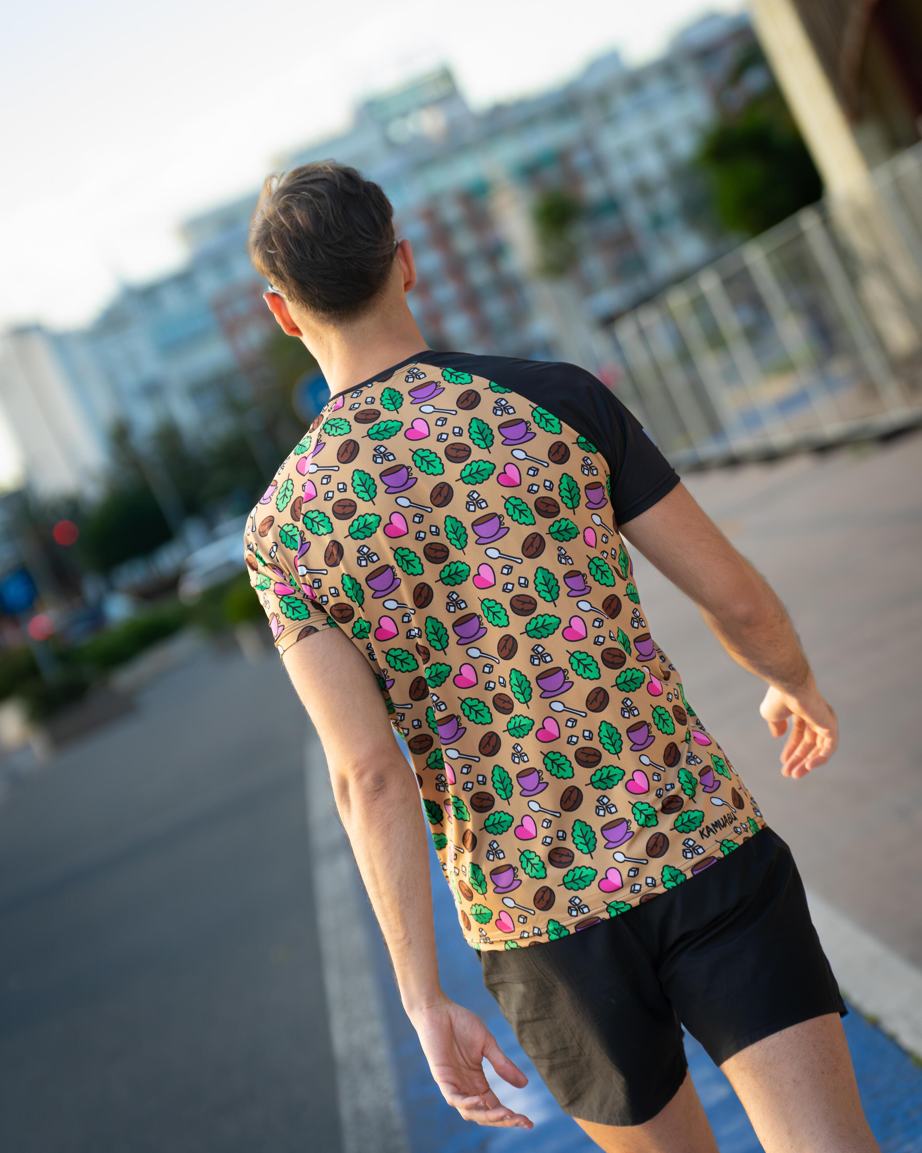 COFFEE TIME hardloopshirt VOLWASSENEN - elastisch Maten Man 4/6