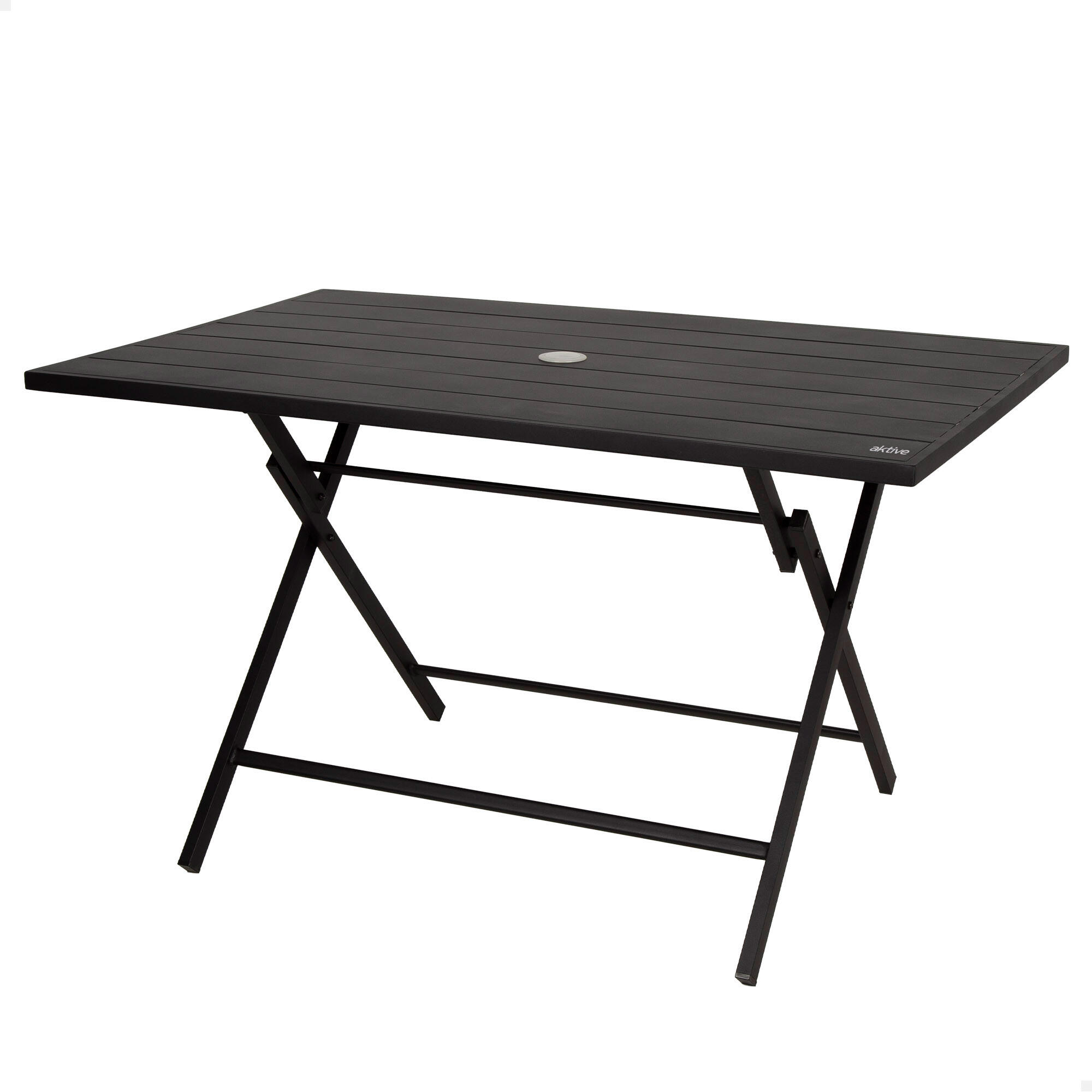 AKTIVE Aktive Mesa plegable de jardín de acero negro 4 personas 121x75x69 cm
