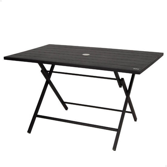 Aktive Table de jardin pliante en acier noir 4 personnes 121x75x69 cm