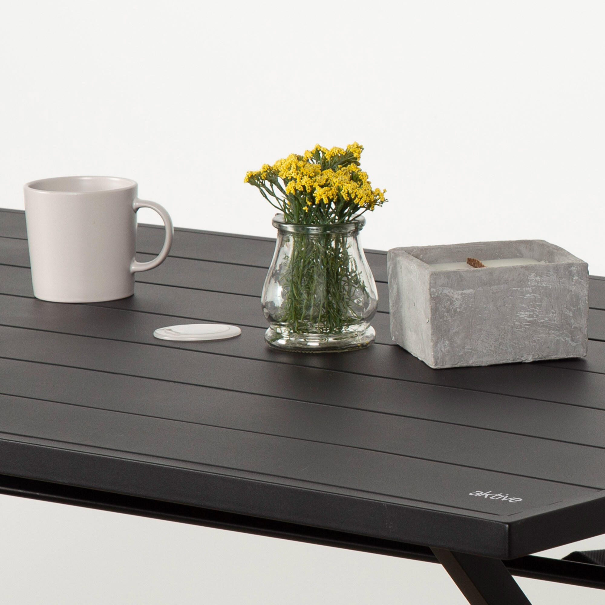 Aktive Mesa plegable de jardín de acero 4 personas con agujero para sombrilla 7/7