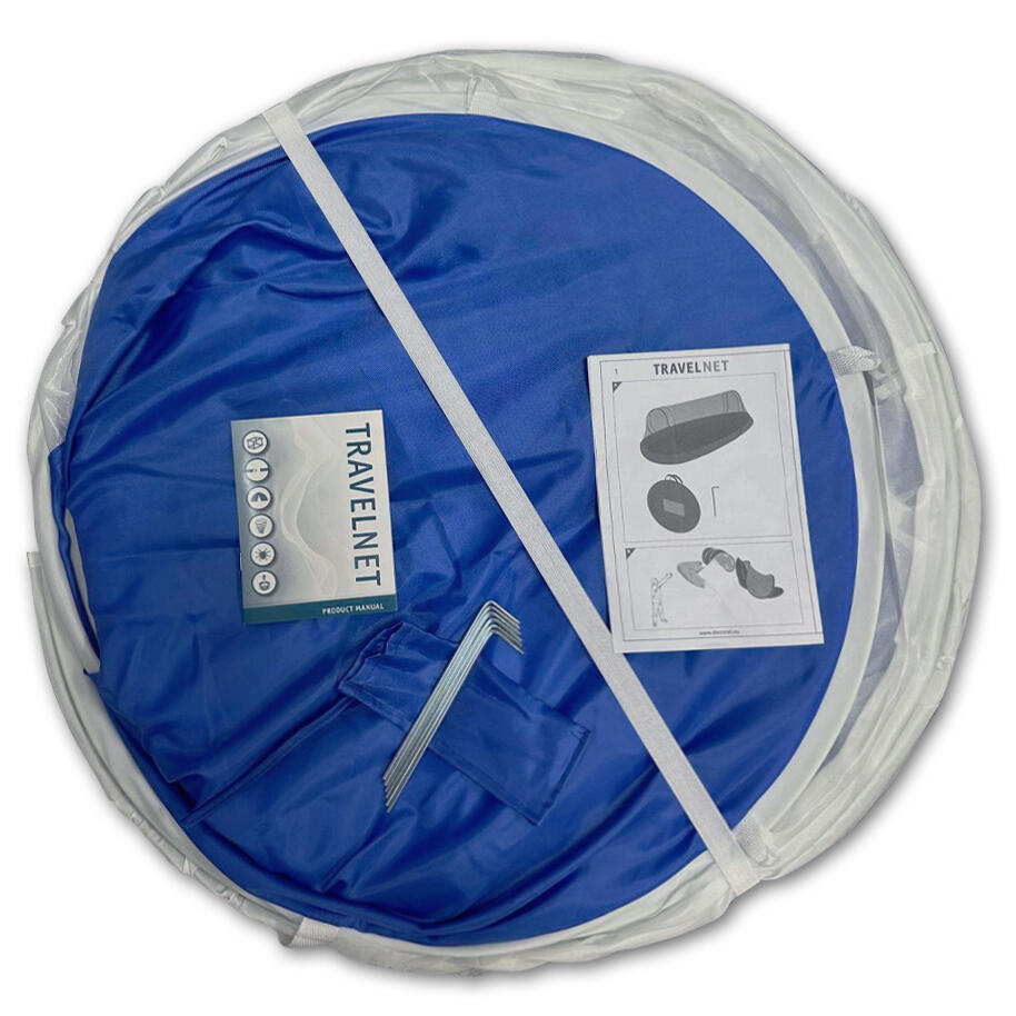 Travelnet Pop-up klamboetent PURE, L210x B80x H85cm, 1 persoon, Blauw/ Wit 6/7