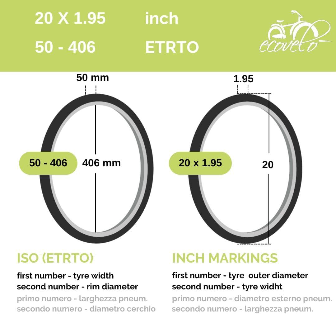 Copertone 20X1.95 (50-406) + camera, pneumatici mtb 20 X 1.95 bambino EV 2/3