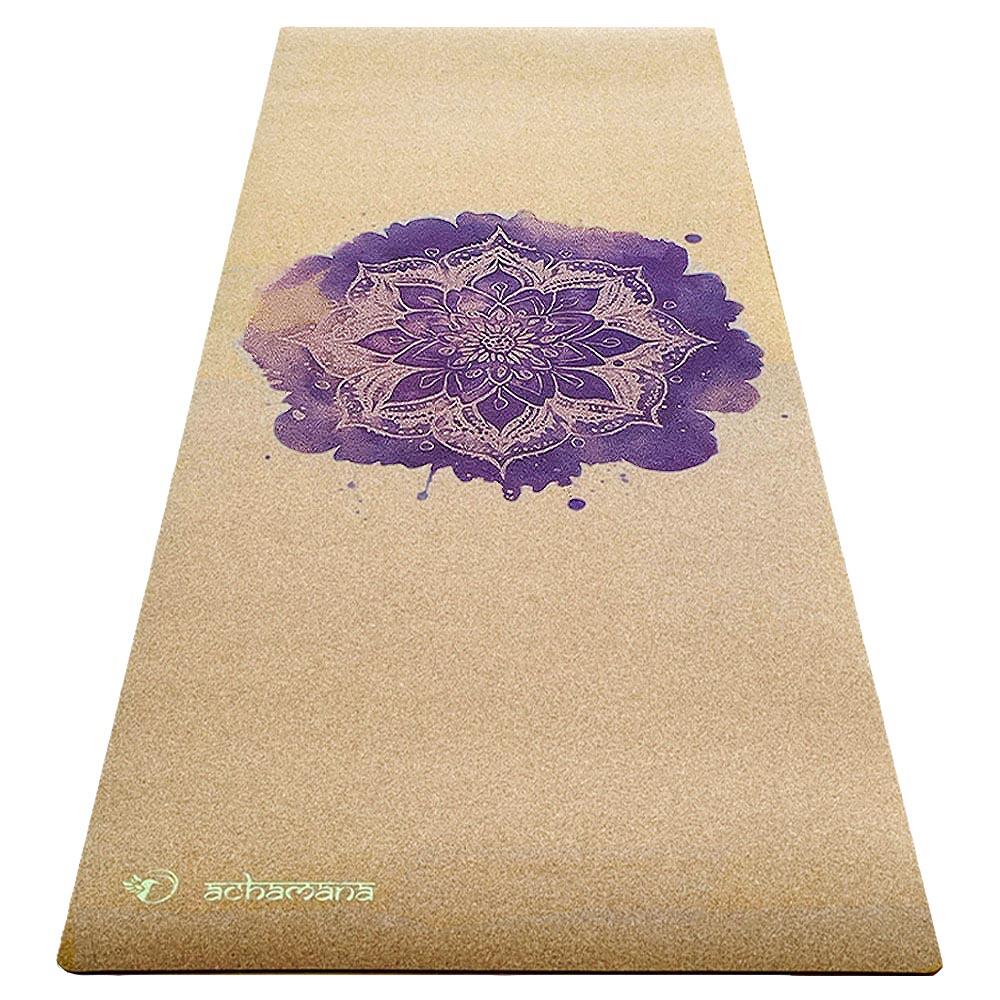 Tapete de ioga em cortiça, novo conceito 6mmx68cmx1,83m rosa mandala