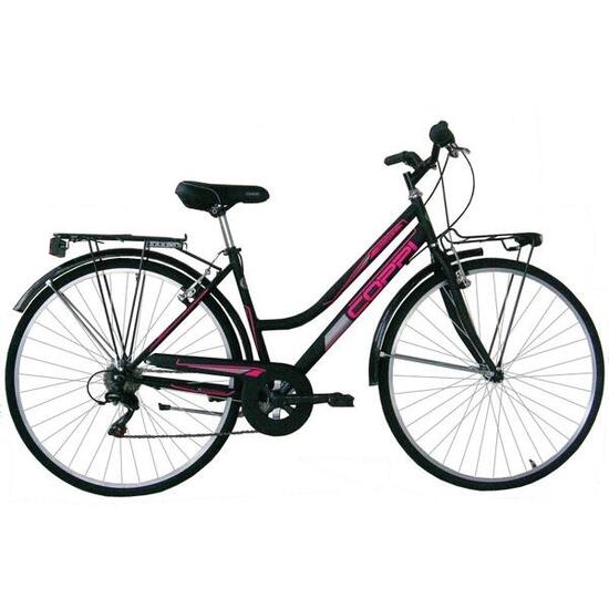Bici muscolare Coppi Beverly donna trekking 28" nera fuxia