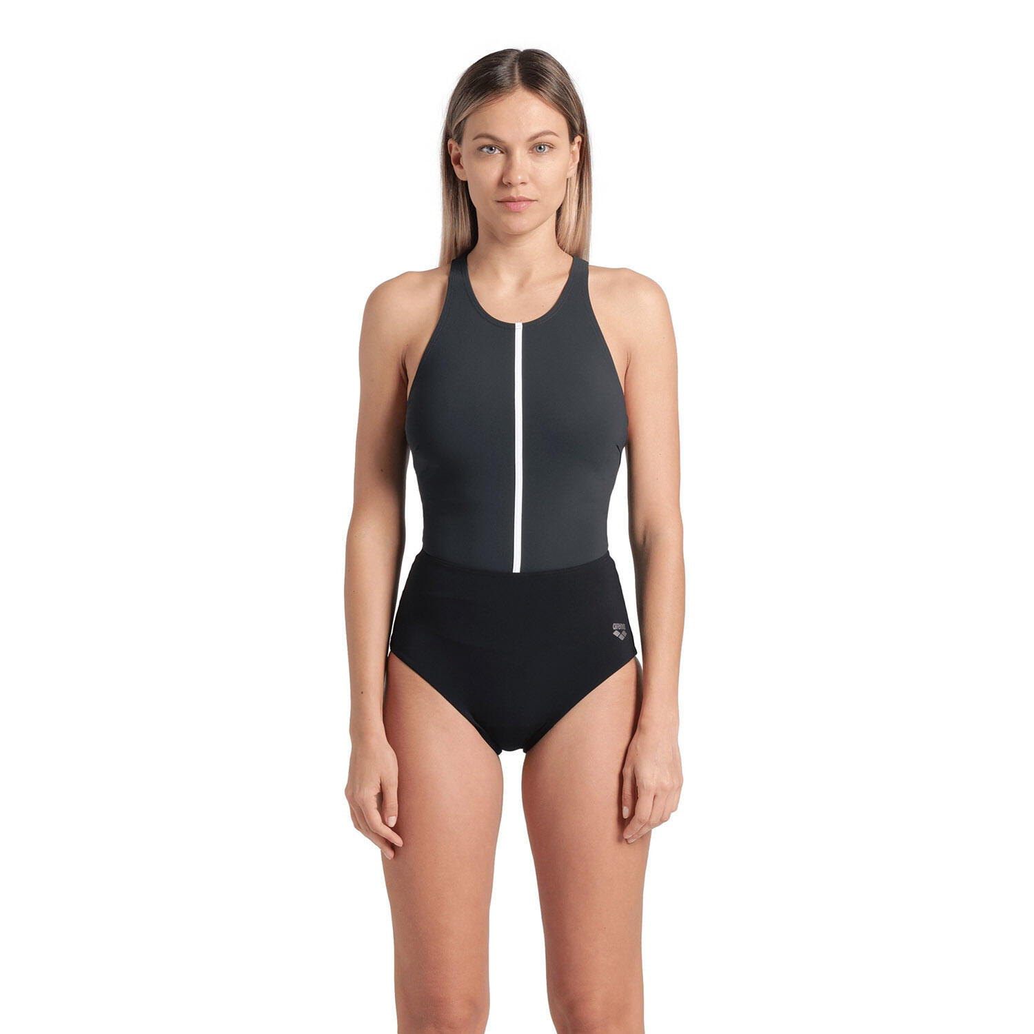 Arena - Maillot De Bain Une-pièce Femme - Silvia Cross Back C Cup - Maillot De Bain 1 Pièce - Blanc|gris|noir - 48 Xl - Decathlon