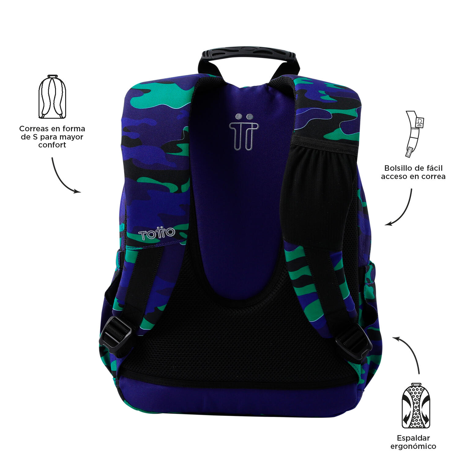 Totto Mochila escolar Gommas Seli Poliéster reciclado 29 x 39 x 14 cm 3/5