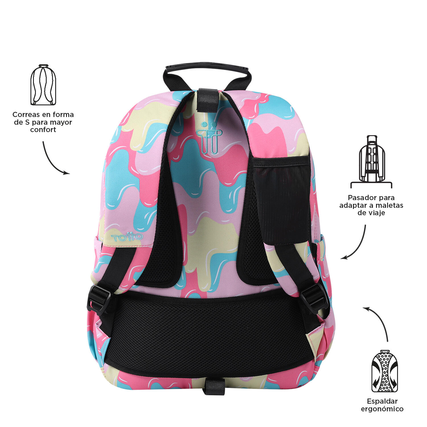 Totto Mochila escolar Acuareles Luti Poliéster reciclado 33 x 44 x 14 cm 3/5