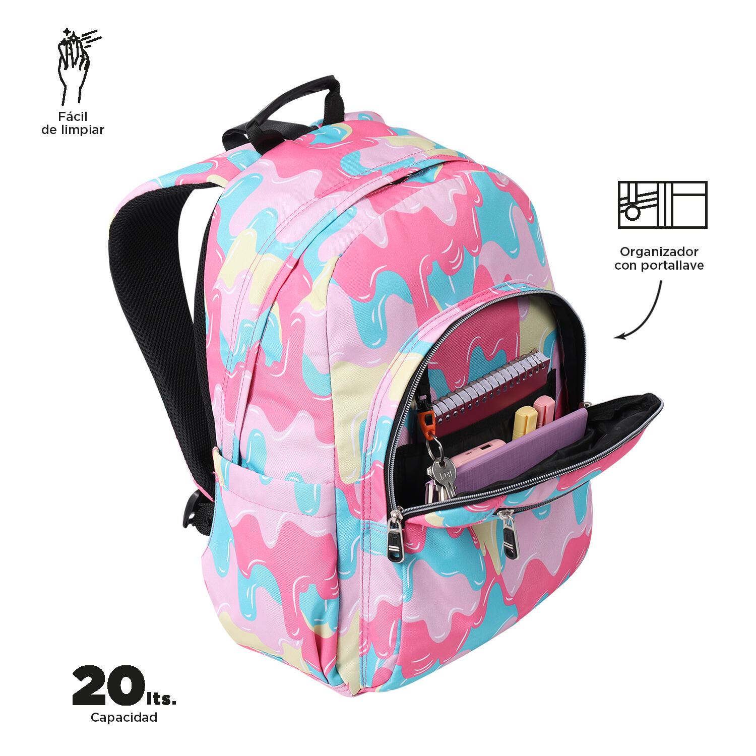 Totto Mochila escolar Acuareles Luti Poliéster reciclado 33 x 44 x 14 cm 5/5
