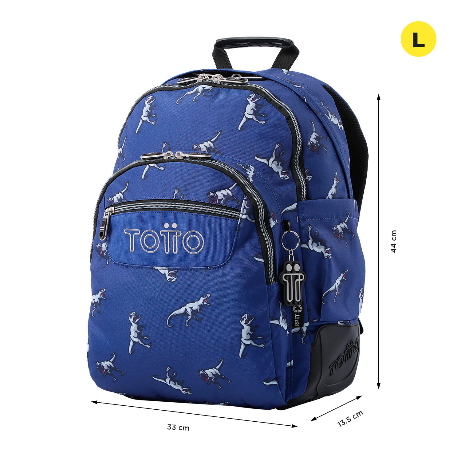 Totto Mochila escolar Rayol Dinasaurs Blue Poliéster reciclado 33 x 44 x 13.5 c 2/5