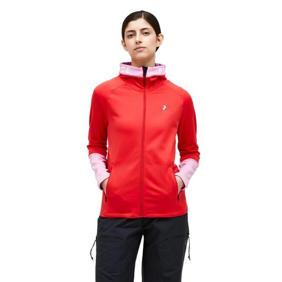 Bluza Peak Performance damska Rider Zip Hood czerwona - S
