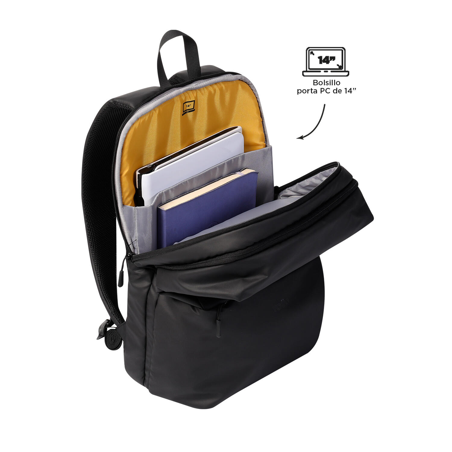 Totto Mochila ejecutiva Vania Negro Poliéster 30.5 x 46.5 x 14.5 cm 4/5