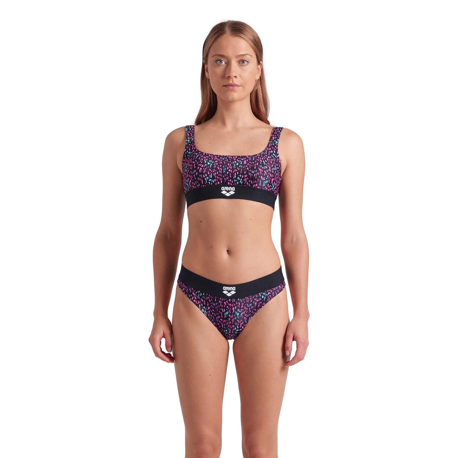Arena - Maillot De Bain Deux-pièces Femme - Monogram Elastic Bikini Bralette - Maillot De Bain 2 Pièces - Noir - S - Decathlon