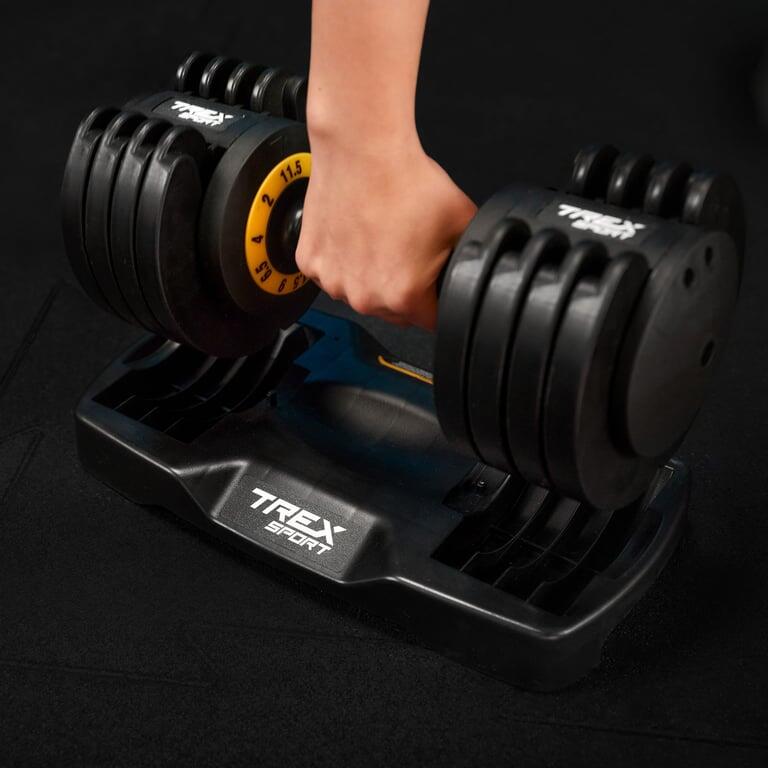 Hantel regulowany żeliwny do ćwiczeń Trex Sport z systemem pokręteł 2-11,5kg